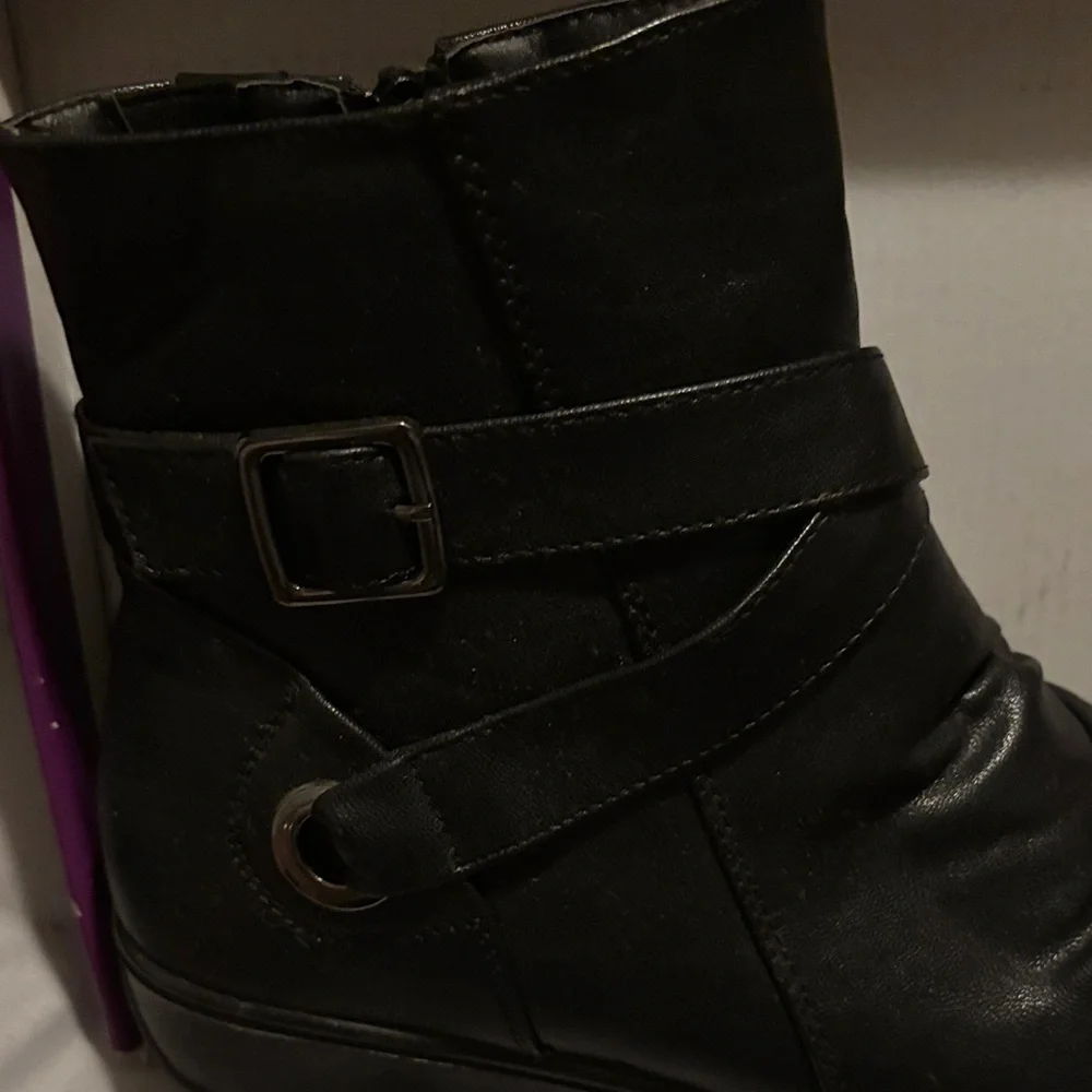 Easy Street Black Ankle Boots with Buckle Detail - Picture 2 of 6